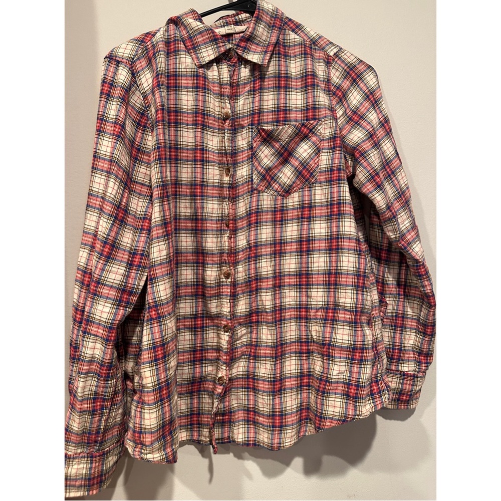 I Love H81 Pink Plaid Flannel Long Sleeved Buttoned Down Shirt
